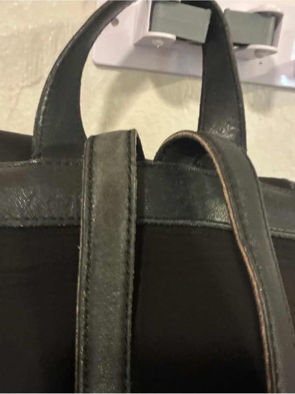 Coach Black Leather Drawstring Flap Backpack